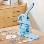 VEVOR Button Maker, 1/1.25/2.28 inch(25/32/58mm) 3-IN-1 Pin Maker, 300pcs Button Parts, Button Maker Machine with Panda Magic Book, Ergonomic Arc Handle Punch Press Kit, For Children DIY Gifts, Blue