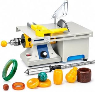 750W Mini Table Saw and Polisher - 110V Lapidary Saw, Adjustable Speed 0-10000 RPM, Dual Buffing Wheels, Flexible Shaft, Includes Accessories for Cutting and Polishing Rocks, Gems, Jade, Metal, Wood