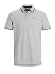 Jack & Jones Men's Jjepaulos Polo Ss Noos Polo Shirt, Grey (Light Grey Melange Detail: Slim Fit - Melange), L