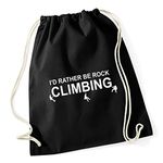 Hippowarehouse I'd rather be rock climbing Drawstring Cotton School Gym Bag 37cm x 46cm, 12 litres