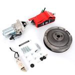 FDJ Electric Start Kit Fit for Honda GX390 Flywheel Starter Motor with Key Switch Coil Ignition Fan Cover for Honda GX340 11HP GX390 13HP Electric Starter Motor with Key Switch Ignition Coil Switch