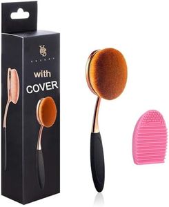 Large Rose Gold Foundation contour Round Toothbrush Dust Free Oval Makeup Brushes ink blending with dustproof cover