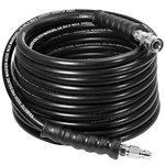 YAMATIC 3/8" Pressure Washer Hose 50FT with Stainless Steel Quick Connector, 5000PSI Rubber Power Washer Replacement Hose, Steel Wire Braided, Compatible with Simpson, Craftsman, Champion