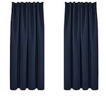 Deconovo Window Treatment Blackout Curtains Rod Pocket Thermal Insulated Decorative Soft Energy Saving Room Darkening Pencil Pleat Curtains for Kid 52 x 63 Inch Navy Blue Set of 2