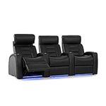 Octane Seating Flex HR Home Theatre Seating - Black Top Grain Leather - Power Recline - Lighted Drink Holders - Row of 3 Seats