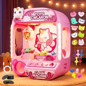 CWLAKON Claw Machine for Kids Girl Unicorn Toys with Light, Music Volume Control & 20 Prize, Candy Grabber Prize Machine Arcades Game Party Toy Christmas Birthday Gifts for Girls 4 5 6 7 8 9 Year Old