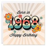 56th Birthday Card Born In 1968, 150mm x 150mm Happy Birthday Card for Men Women Mum Dad Sister Brother Husband Wife, Fun Greeting Cards