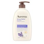 Aveeno Stress Relief Body Wash, Lavender Scent with Nourishing Prebiotic Oat, Sensitive Skin Body Wash for Normal to Dry Skin, Paraben-, Dye-, and Soap-Free, Value Size 975 mL