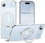 SKYLMW Compatible with iPhone Air Case with Invisible Magnetic O-Ring Stand Military-Grade Transparent Phone Case for iPhone 17 Air 6.6" [Compatible with Mag-Safe][Great Grip Feeling],Clear