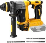 FormiPow SDS-Plus Rotary Hammer Drill for Dewalt 20V Battery, 3J Impact Brushless Hammer Drill with 2 Mode Operation, 360° Rotating Cordless Hammer Drills with 3 PCS Drill & Chisel Set (No Battery)