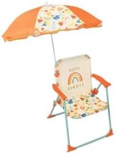 FUN HOUSE Enfant FRUITY'S Chaise Pliante Camping Dimensions : H.38.5 XL.38.5 x P.37.5 CM + Parasol Ø 65 CM, Multicolore