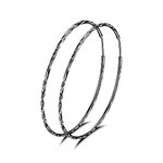 VONALA Sterling Silver Hoop Earrings for Women Gun Black Jewellery 40mm