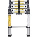 WolfWise 3.2M Telescoping Ladder, Aluminum Telescopic Extension Tall Multi Purpose Loft Ladder, 330 pound/150 kg Capacity Black