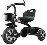 JoyRide Stylish Sports Trike Push & Plug Baby Trike| Tricycle with Dual Storage Basket for Kids| Boys| Girls Age Group 2 to 5 Years (Black)