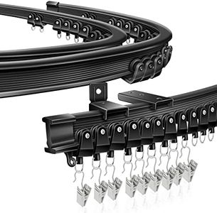 Ceiling Curtain Track for Bay Window, 4.87M/16FT Flexible Bendable Curtain Rail Track Ceiling Wall Mounted, Plastic Ceiling Track System for Shower Room Divider RV, Black Curtains Tracks and Fittings