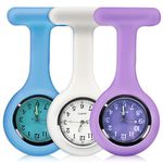 Set of 3 Nurse Watch Brooch, Silicone with Pin/Clip, Infection Control Design, Health Care Nurse Doctor Paramedic Medical Brooch Fob Watch,Purple White and Light Blue