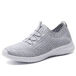 TIOSEBON Women's Lightweight Walking Shoes Comfortable Slip-On Running Sneakers Gray 5 US Wide