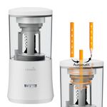 tenwin Electric Pencil Sharpener, Fully Automatic Pencil Sharpener for 6-8mm Colored Pencils, Hands-Free Rechargeable Sharpener, Fast Sharpening, No Uneven Tips, Also for Short Pencils, White