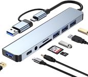 Lostrain USB C Hub, 8-in-1 USB Splitter Multiport Adapter Type C Dock with (USB 3.0, USB 2.0, USB-C Data, 3.5Audio, SD/TF Card Reader) Multiple USB-Hub Compatible for MacBook,Laptop,Computer,iMac,iPad