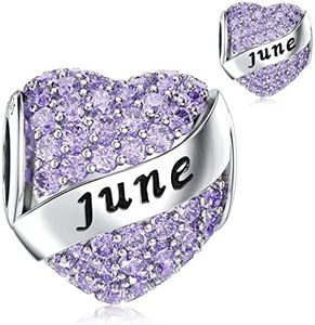 DALARAN June Birthstone Charms Sterling Silver Happy Birthday Heart Bead Charm for Pandora Bracelet Present with Box