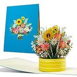 Greeting Card with 3D Flower Bouquet, Pop-Up Card with Cheerful Colourful Flowers, as a Birthday Card, Get Well Soon Card, Thank You Card, Voucher, F24