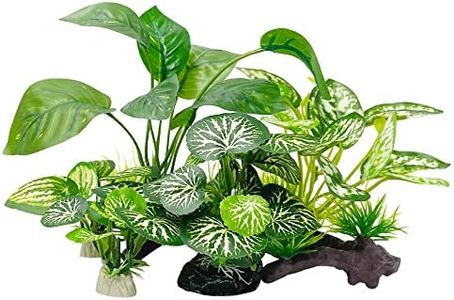 Aquarium Plants Fish Tank Decorations Composite Plastic Artificial Plant Goldfish Waterscape Fish Hides Plastic Driftwood Soft Leaf Set (Dense Rainforest Set)