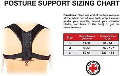 Doctor Developed Posture Support/Posture Correct/Stabilizer/Back Brace & Doctor Written Handbook - Fully Adjustable for Upper & Lower Back Pain & Support. Suitable for Men & Women (Black, Small)