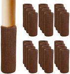 24pcs Chair Leg Wood Floor Protectors Pads, Elastic Anti Skid Chair Socks for Hardwood Floors from Scratches and Reduce Noise Vertical Cross Knitted Fabric