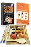 Sushi Making Kit – Beginners Sushi Maker Set with Bamboo Rolling Mat - Make Your Own Sushi at Home - All In One Set 2 Mats, 5 Pairs Chopsticks with Bag, Paddle, Spreader with Step by Step Book Guide