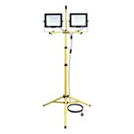 RIGIDON 200W Tripod Stand LED Work Light, Twin 100W Floodlight, Flexible Portable Job Site Light, 20000LM 175V to 265V Outdoor Indoor worklight for Workshop, Garage, Construction, Basement, IP65 6000K