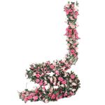 Weldomcor Pack of 5 Artificial Pink Garland 2.45 Metres Flower Garland Roses Vines Silk Flowers Outdoor Hanging Artificial Flowers Decoration for Wedding Arch Bedroom Wall Backdrop Garden Decoration