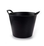 doodle and MOOZE 2x 42 Litre Black Heavy Duty Large Flexi Tub Rubble Container Garden Home Flexible Plastic Storage Bucket (2, Black)