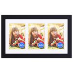 RPJC Solid Wood Collage Picture frames with High Definition Glass 3 Opening 4x6 Photos with Mat or 8x14 Without Mat for Wall Mounting Hanging Photo Frame Black