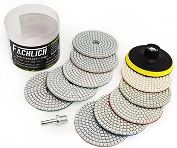 FACHLICH Wet Diamond Polishing Pads,4 inch 12pcs/Set Mixed Grits for Granite,Marble,Quartz Stone Countertop,Sanding Grinder or Polisher Pads
