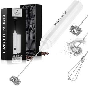 Zulay Froth N Go Milk Frother Rechargeable - 3-in-1 Frother Wand With Case & USB-C Charger - Comes With 3 Whisk Attachments for Latte, Cappuccino, Matcha, Protein Shakes - White