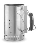 Weber Rapidfire Chimney Starter for Charcoal Barbecues/BBQ Accessory, Lights Charcoal Briquettes Quickly Without Lighter Fluid, Aluminised Steel, 6 L Capacity, 32 cm x 20.5 cm x 32.5 cm