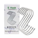 KEESIN 15 PCS S Shaped Metal Hanging Hook Stainless Steel Multifunction Hanger Hooks for Hanging Kitchen Bedroom Office for Clothes & Towel Multipurpose Metal Hooks (Large-15 Pack)