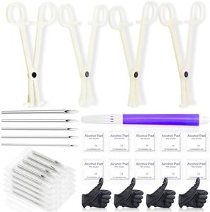 CINRA Piercing Kit - 42pcs Body Piercing Kit with Piercing Needles Clamps Ear Nose Belly Button Septum Tongue Nipple Eyebrow Lip Piercing 12G 14G 16G 18G 20G Needles with 4Pcs Piercing Clamps Forceps