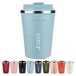 SUNTQ Reusable Coffee Cups Travel - Coffee Travel Mug with Leakproof Lid - Thermal Mug Insulated Cup - Stainless Steel Coffee Travel Cup - for Hot and Cold Drinks, 13oz/380ml, Sky Blue