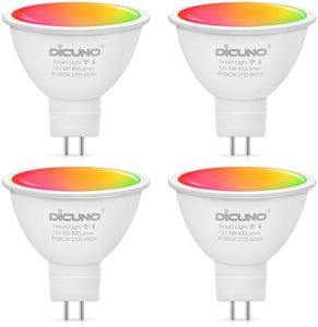 DiCUNO MR16 GU5.3 Smart Bulb, 12V WiFi LED Light Bulbs, 5W 400lm, Compatible with Alexa and Google Assistant, Colour Changing Light Bulb, 120° Beam Angle, Dimmable Spotlight, Pack of 4