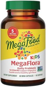 MegaFood MegaFlora Kids Probiotics - 5 Billion CFUs - Non-GMO, Vegetarian, Made Without 9 Food Allergens, Probiotics for Digestive Health- 60 Mini Capsules (60 Servings)