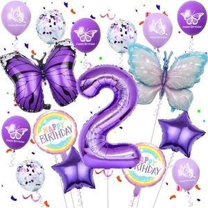 Globos Cumpleaños Mariposa 2 Años, Decoracion Cumpleaños Niña 2 Morado, Globos 2 Años Cumpleaños Mariposas, Globos Mariposa 2 Años, Globo 2 Años Morado Mariposa,2 Años Decoracion Cumpleaños Niña