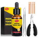 Pjordo Ingrown Toenail Removal Kit - 30ml/1oz Ingrown Toenail Drops Toenail Softener with 3 Gel Toe Tubes, Nail Clipper, Ingrown Toenail File Lifter