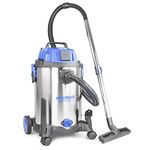 Hyundai Wet and Dry Vacuum Cleaner 30L, 1400W, Industrial Vacuum Cleaner, 4.5m Cable & 19kpa Suction Power Carpet Upholstery Cleaner, Stainless Steel Container, 3 Year Warranty