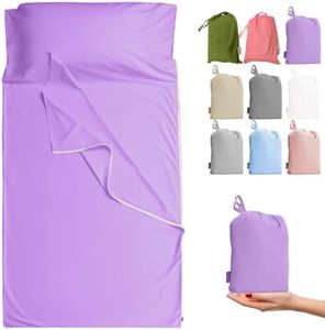 Cozysilk Brand - GANNAFEE Cotton Sleeping Bag Liner with Zipper - 100% Cotton Travel Sheet Sleep Sack Adult - Travel Sleeping Bag for Hotels Camping Hiking (Single Luxury - 41 x 87 inch, Lavender)