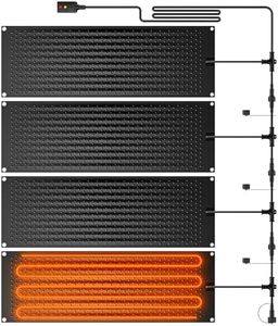 4 Pcs Heated Snow Melting Mats - 10 x 30 Inch Heated Outdoor Mats with 6.5 ft Power Cord, No-Slip Snow and Ice Melting Mat for Walkways, Electric Snow Melting Mats for Decks Sidewalks Driveway Stair