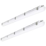 DOSILIO 4FT LED Vapor Tight Light Fixture, 60W-50W-40W Power Selectable 5000K, IP65 Waterproof Industrial Surface Mount LED Shop Lights for Carport, Garage, Freezer, 100-277V, ETL Listed, 2-Pack