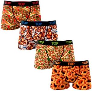 TOP - Boys' Cotton Blend Boxer Brief - Pack of 4 - US 16 - Fast Food - Soft Cotton Fabric, Stretchy Comfort