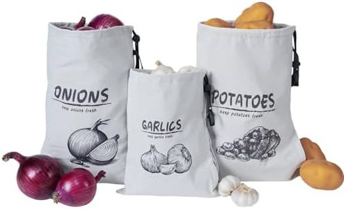 Potato Storage Bag, Reusable Potato and Onion Storage Bag for Pantry, Vegetable Storage Bags with Drawstring Closure and Blackout Liner for Shopping and Storage, 3 Packs (Potato Onion Garlic Bag)