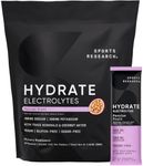 Sports Research Hydrate Electrolytes Powder Packets - Sugar-Free & Naturally Flavored with Vitamins, Minerals, and Coconut Water - Supports Hydration - 16 Packets - Passion Fruit